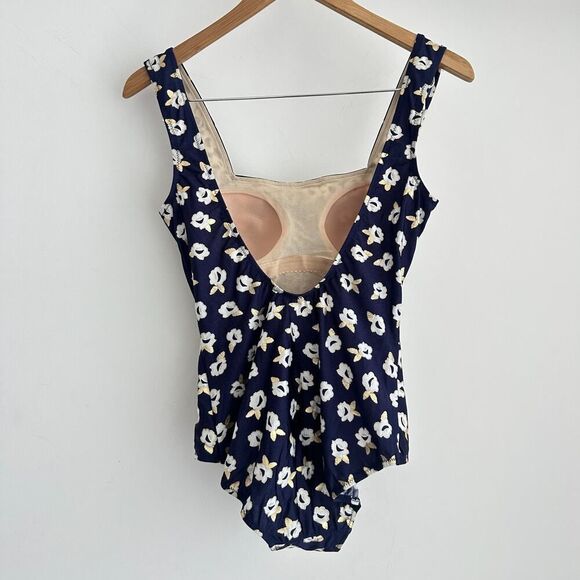 Gottex Swimsuit Medium Navy Floral Metallic Coastal One Piece Modest VTG 70s - Picture 7 of 14